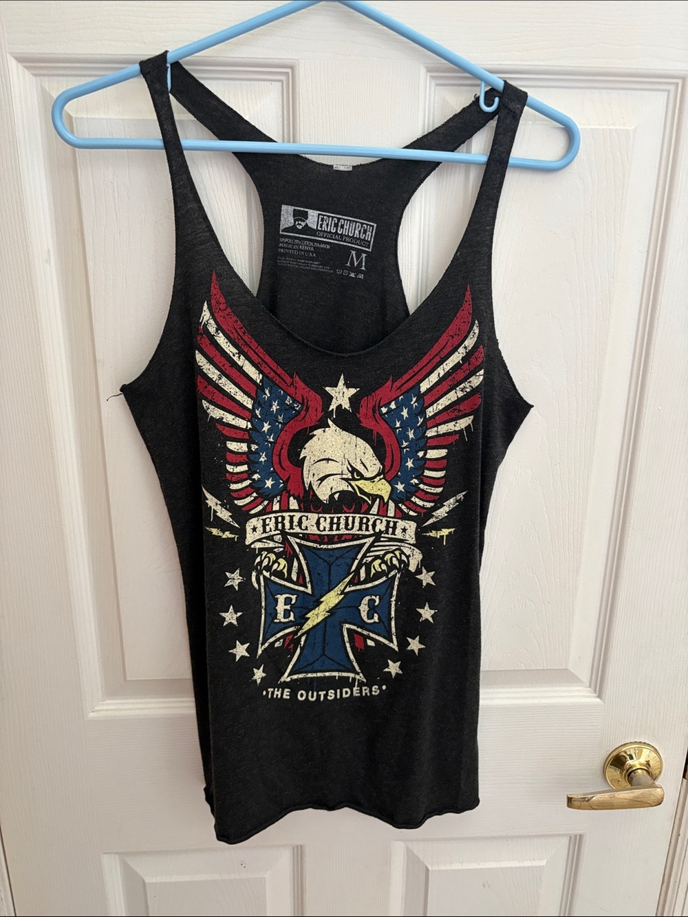 Eric Church Black Eagle Graphic Racerback Tank - The Outsiders- medium- flaw